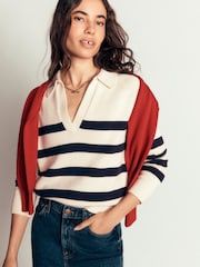 Boden Cream Lucy Cotton Henley Jumper - Image 5 of 7