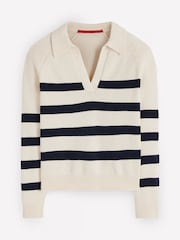 Boden Cream Lucy Cotton Henley Jumper - Image 6 of 7