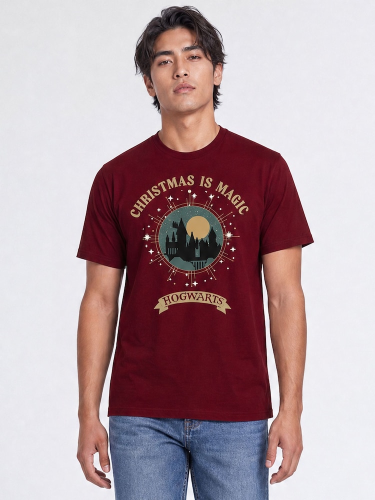 Brands In Red Harry Potter Festive Magic Christmas T-Shirt - Image 1 of 3