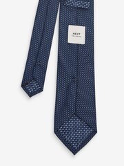 Navy Blue Textured Tie With Tie Clips 2 Pack - Image 3 of 6