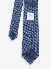 Navy Blue Textured Tie With Tie Clips 2 Pack - Image 4 of 6