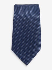 Navy Blue Textured Tie With Tie Clips 2 Pack - Image 5 of 6