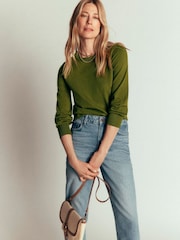 Boden Green Camilla Cotton Crew Neck Jumper - Image 4 of 7