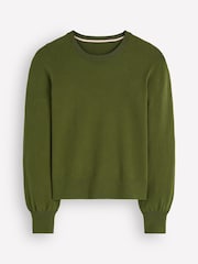 Boden Green Camilla Cotton Crew Neck Jumper - Image 6 of 7