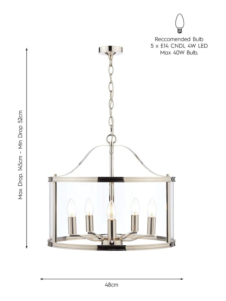 Laura Ashley Chrome Harrington Pendant 5 Light Ceiling Light - Image 5 of 5