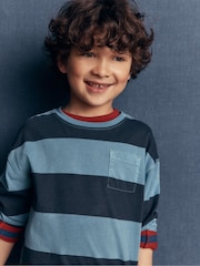 Boden Blue Long Sleeve Garment Dye T-Shirt - Image 3 of 6