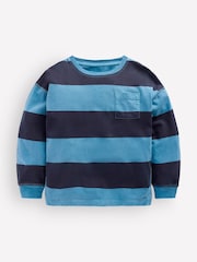 Boden Blue Long Sleeve Garment Dye T-Shirt - Image 4 of 6