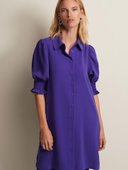 Phase Eight Purple Candice Button Mini Dress - Image 1 of 1