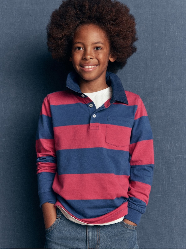 Boden Red Long Sleeve Smart Polo Shirt - Image 1 of 4