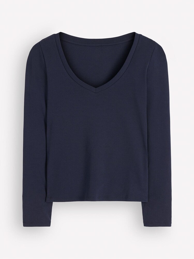 Boden Blue Annie Cotton V-Neck Jersey Top - Image 5 of 5 Boden Blue Annie Cotton V-Neck Jersey Top - Image 5 of 5