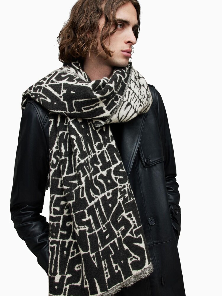 AllSaints Natural Linx Graphic Scarf - Image 4 of 4 AllSaints Natural Linx Graphic Scarf - Image 4 of 4