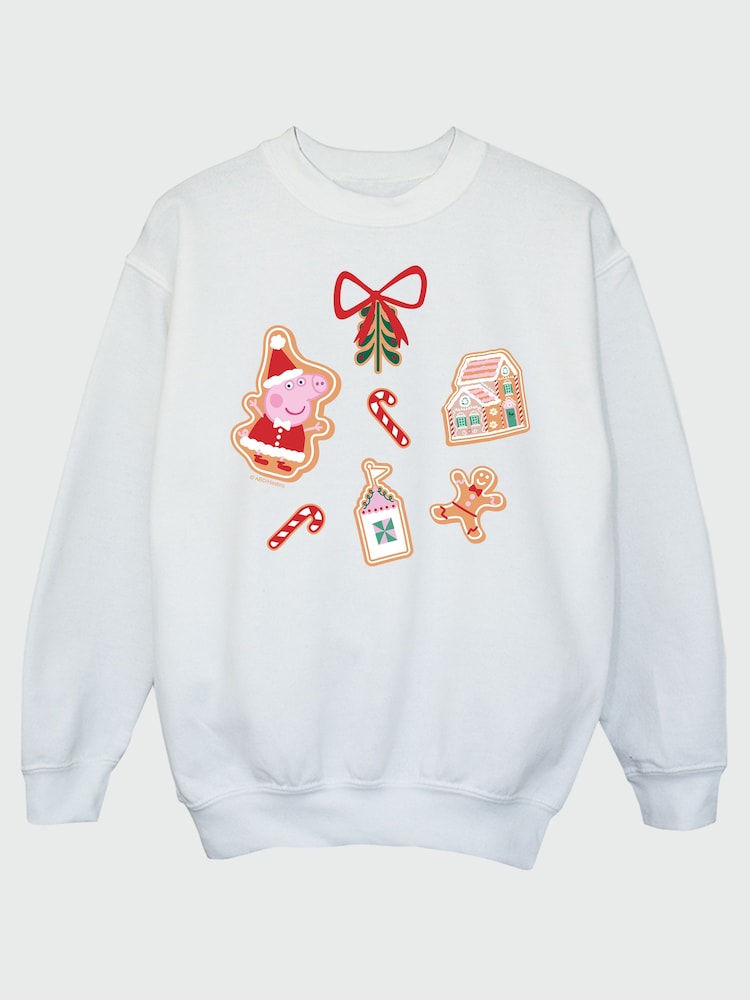 Rags & Rascals White Peppa Pig Ginger Biscuits Christmas Sweatshirt - Image 2 of 4 Rags & Rascals White Peppa Pig Ginger Biscuits Christmas Sweatshirt - Image 2 of 4