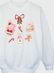 Rags & Rascals White Peppa Pig Ginger Biscuits Christmas Sweatshirt - Image 4 of 4