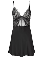 Ann Summers Black Ce Soir Satin Lace Chemise Slip Nightie - Image 4 of 4