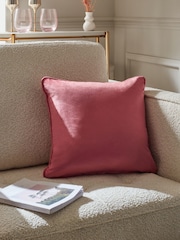 Coral Pink 43 x 43cm Matte Velvet Cushion - Image 1 of 4
