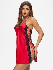 Ann Summers Red Rosalie Satin Chemise Slip Nightie - Image 1 of 5