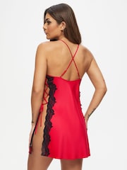 Ann Summers Red Rosalie Satin Chemise Slip Nightie - Image 3 of 5