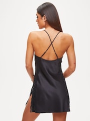 Ann Summers Black Rosalie Satin Chemise Slip Nightie - Image 2 of 3