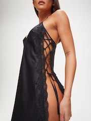 Ann Summers Black Rosalie Satin Chemise Slip Nightie - Image 3 of 3