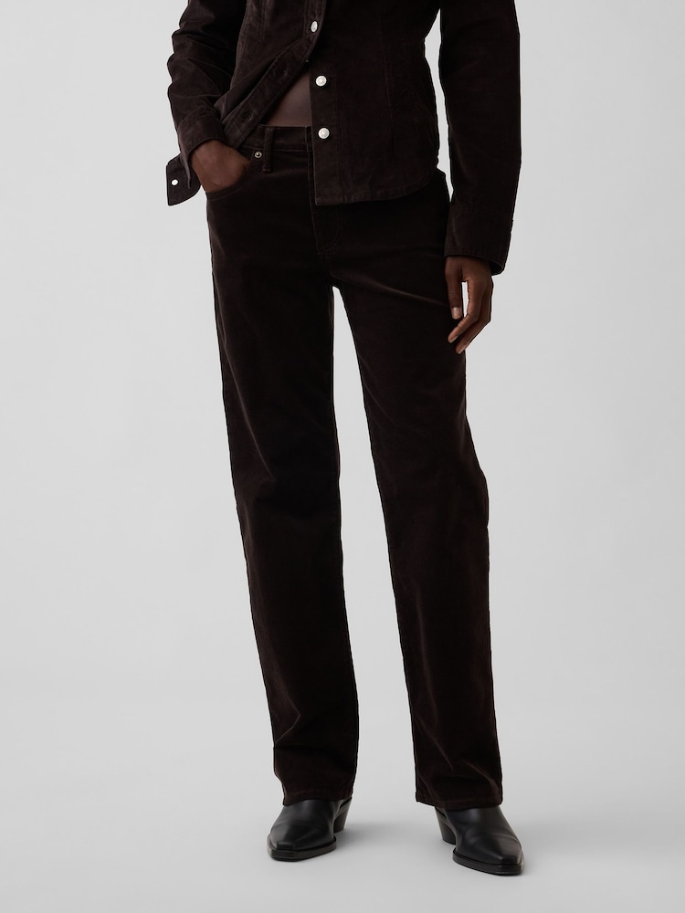 Gap Brown Corduroy Mid Rise Corduroy Relaxed Straight Trousers - Image 1 of 6 Gap Brown Corduroy Mid Rise Corduroy Relaxed Straight Trousers - Image 1 of 6
