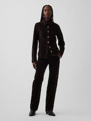 Gap Brown Corduroy Mid Rise Corduroy Relaxed Straight Trousers - Image 4 of 6