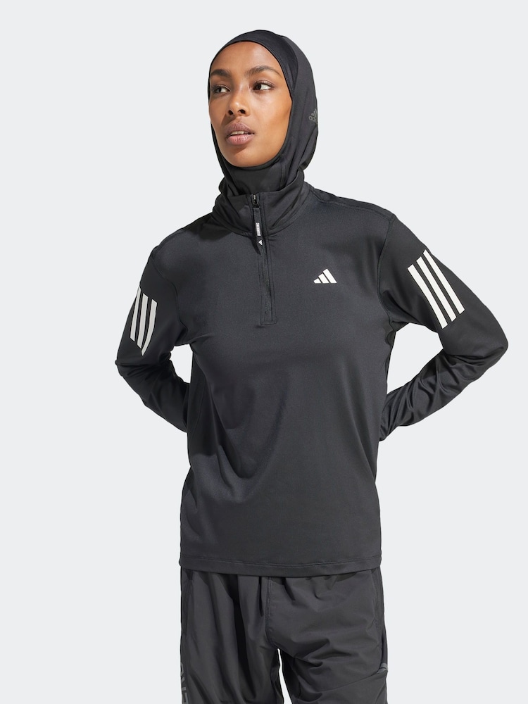 adidas Black Own The Run 1/2 Zip Sweatshirt - Image 2 of 8