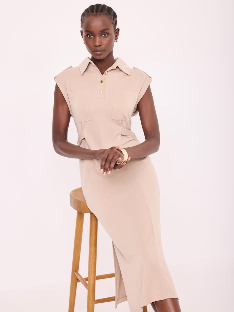 Mint Velvet Natural Utility Midi Dress - Image 2 of 8