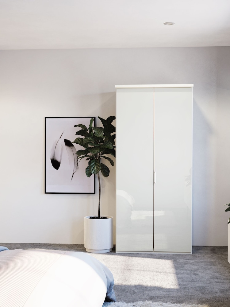 Wiemann Peyton White Glass Semi Fitted Double Wardrobe - Image 1 of 4
