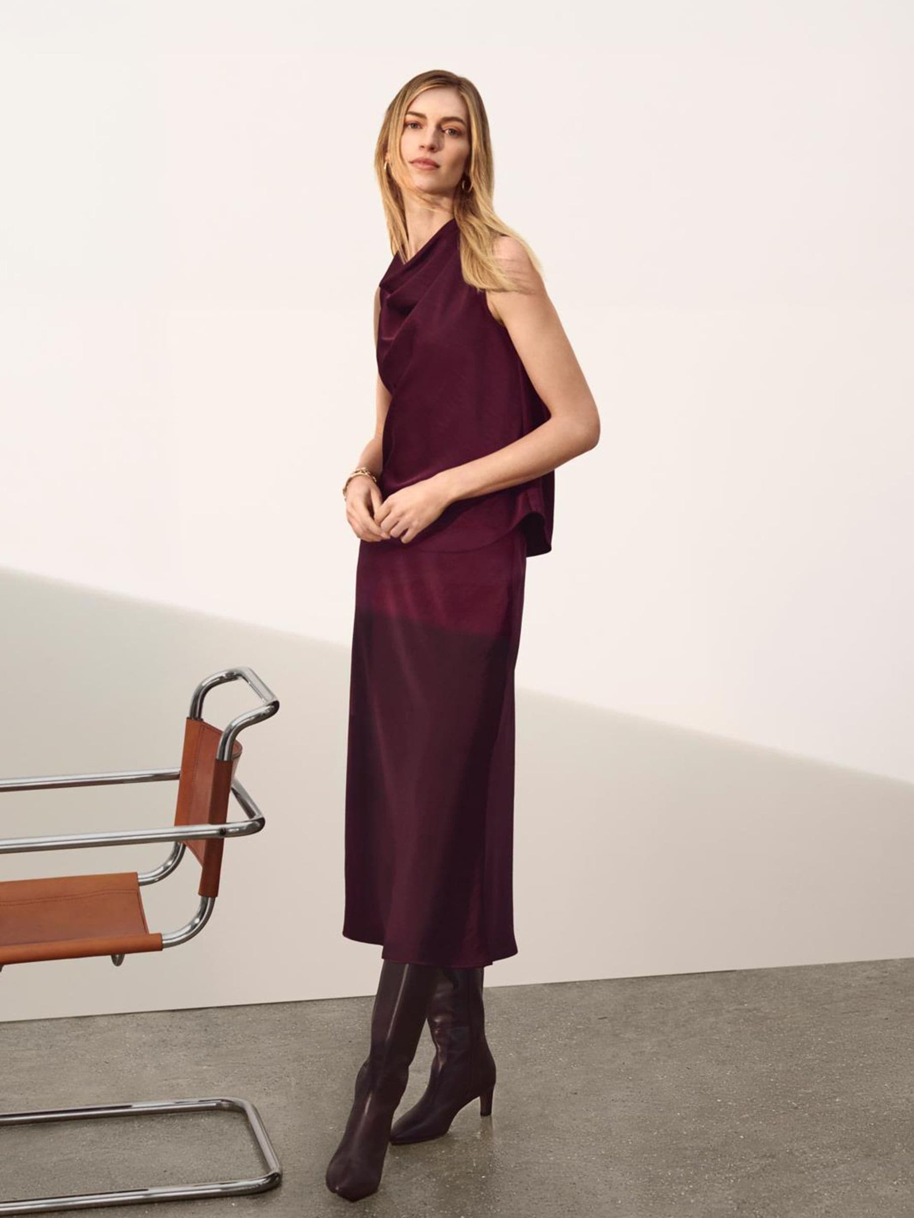 Phase Eight Women's Wine Blake Midi Skirt In | : Size 18 - Image 5