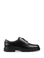 Clarks Black Standard Fit (F) Leather Loxham Derby Youth Shoes - Image 1 of 7