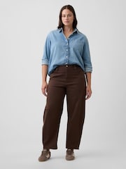 Gap Brown High Waisted Barrel Jeans - Image 1 of 6