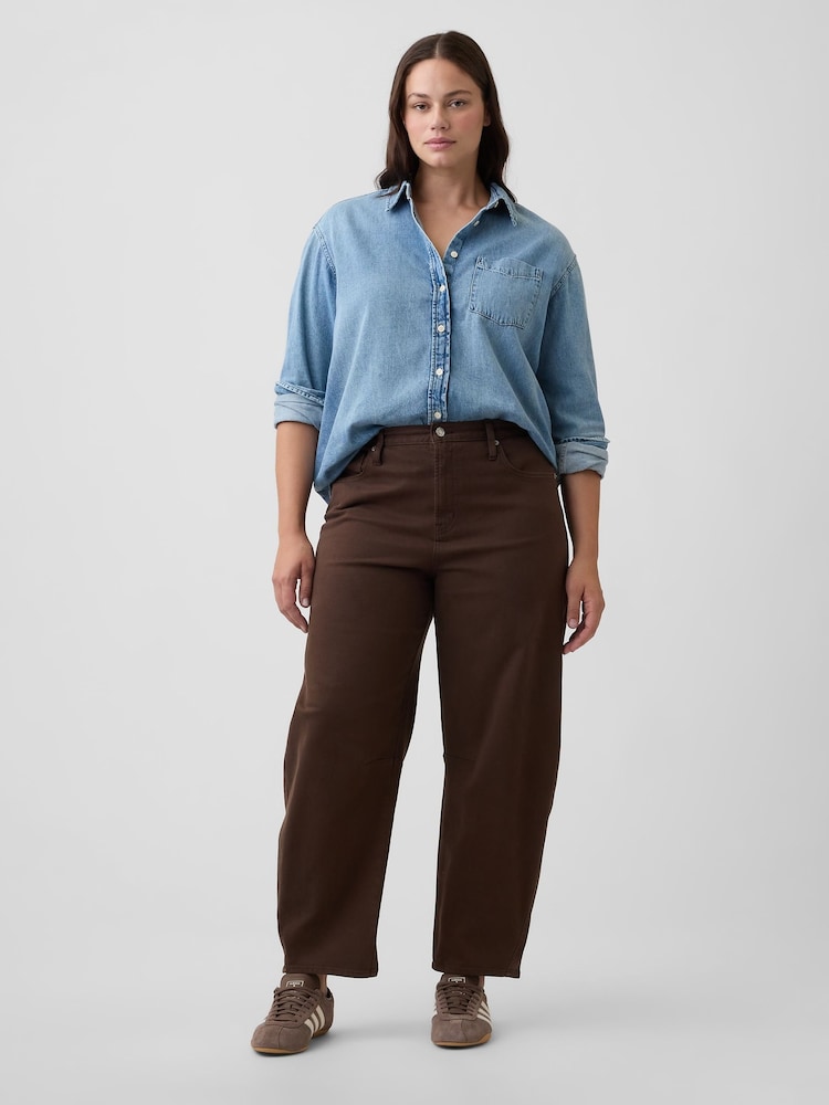 Gap Brown High Waisted Barrel Jeans - Image 1 of 6 Gap Brown High Waisted Barrel Jeans - Image 1 of 6