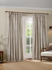 Yard Mineral Blue Hebden Stripe Blackout/Thermal Pencil Pleat Curtains - Image 2 of 4