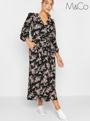 M&Co Black Flower Dress - Image 1 of 4
