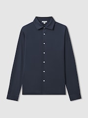 Reiss Airforce Blue Viscount Slim Fit Mercerised Cotton Jersey Shirt - Image 2 of 6