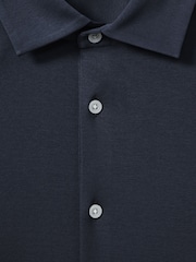 Reiss Airforce Blue Viscount Slim Fit Mercerised Cotton Jersey Shirt - Image 5 of 6