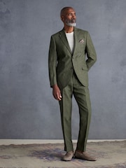 Vert olive - Veste de costume en lin italien coupe  Signature Leomaster - Image 2 of 11