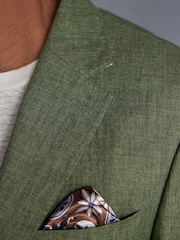 Vert olive - Veste de costume en lin italien coupe  Signature Leomaster - Image 4 of 11