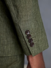 Vert olive - Veste de costume en lin italien coupe  Signature Leomaster - Image 5 of 11