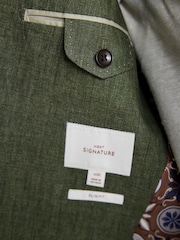 Vert olive - Veste de costume en lin italien coupe  Signature Leomaster - Image 6 of 11