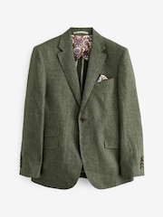 Vert olive - Veste de costume en lin italien coupe  Signature Leomaster - Image 7 of 11