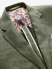 Vert olive - Veste de costume en lin italien coupe  Signature Leomaster - Image 8 of 11