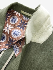 Vert olive - Veste de costume en lin italien coupe  Signature Leomaster - Image 9 of 11