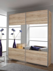 Rauch Oak Cameron Wood and Centre Mirror Semi 1.8m Sliding Fitted Wardrobe - Image 1 of 2