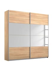 Rauch Oak Cameron Wood and Centre Mirror Semi 1.8m Sliding Fitted Wardrobe - Image 2 of 2
