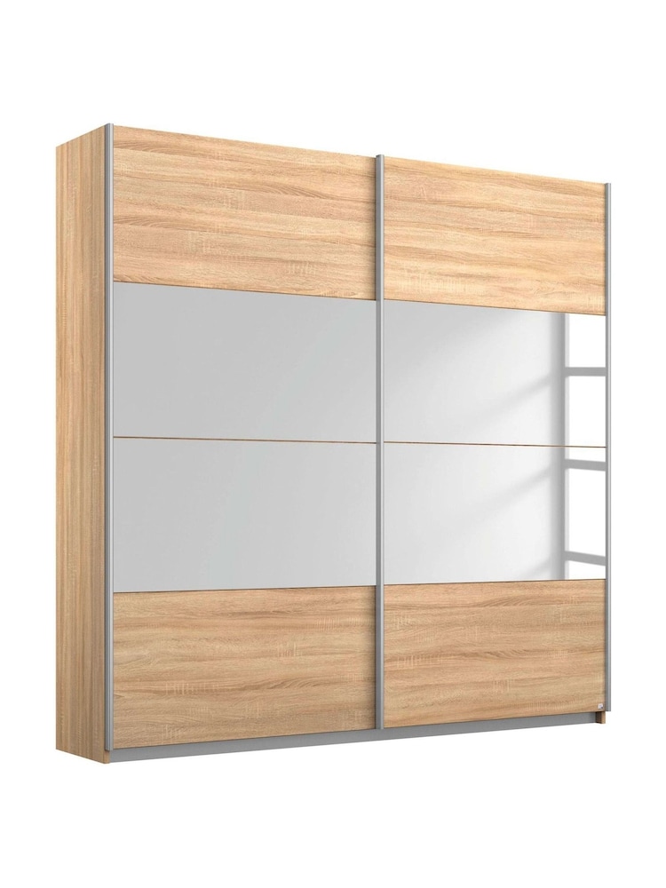 Rauch Oak Cameron Wood and Centre Mirror Semi 1.8m Sliding Fitted Wardrobe - Image 2 of 2