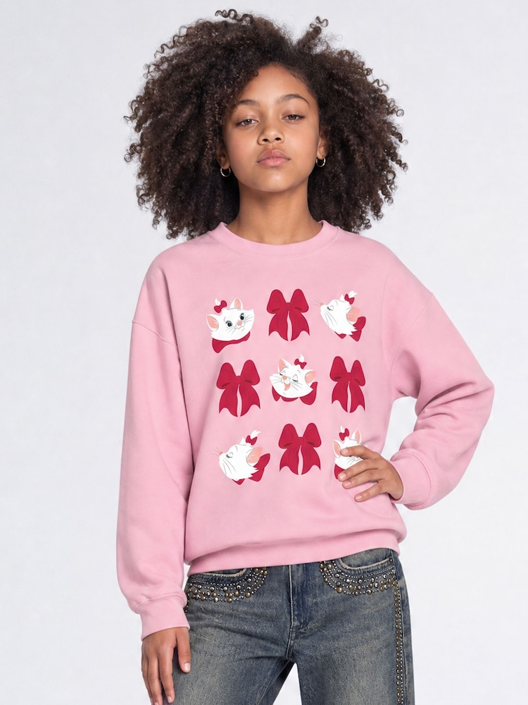Rags & Rascals Pink Disney Aristocats Marie Bows Christmas Sweatshirt - Image 1 of 4 Rags & Rascals Pink Disney Aristocats Marie Bows Christmas Sweatshirt - Image 1 of 4
