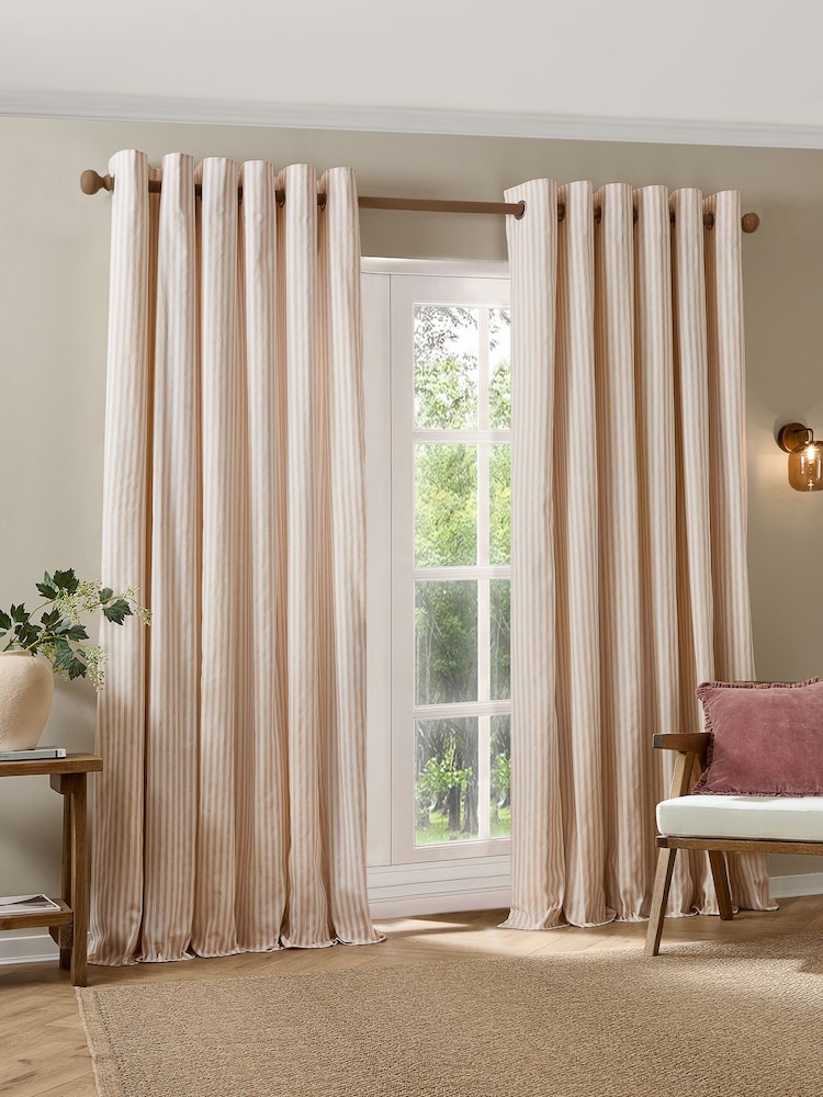 Yard Forest Green Hebden Striped Blackout/Thermal Eyelet Curtains - Image 2 of 4