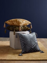 Swoon Charcoal Grey Waltz Feather Filled Velvet Cushion - Image 1 of 4