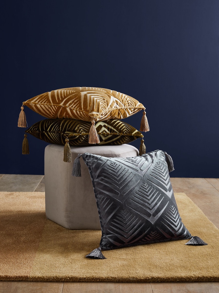 Swoon Charcoal Grey Waltz Feather Filled Velvet Cushion - Image 1 of 4